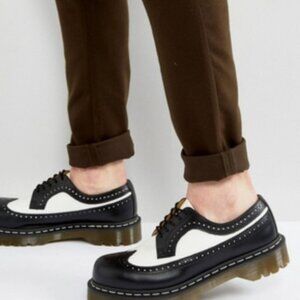 Dr. Martens Black and White Loafers with Air-Cushioned Sole